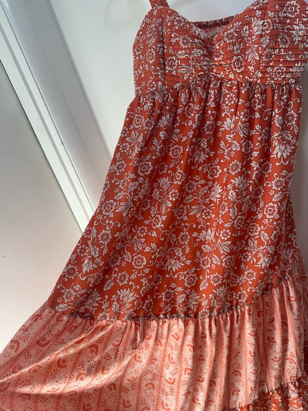 Red & White Floral Tiered Maxi Sundress - Picture 7 of 10